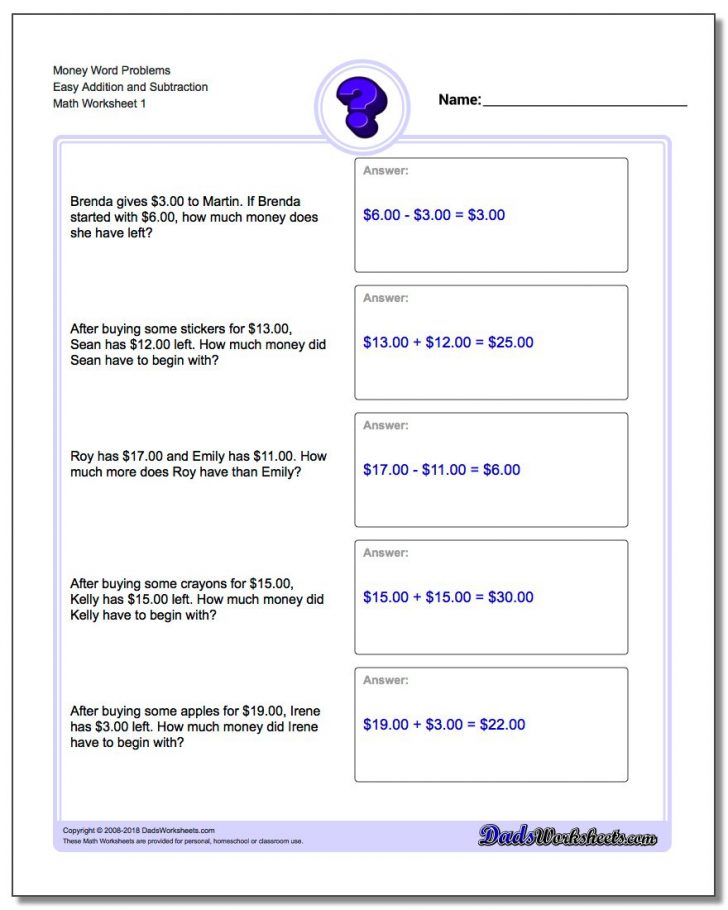 Free Printable Word Problems 2Nd Grade