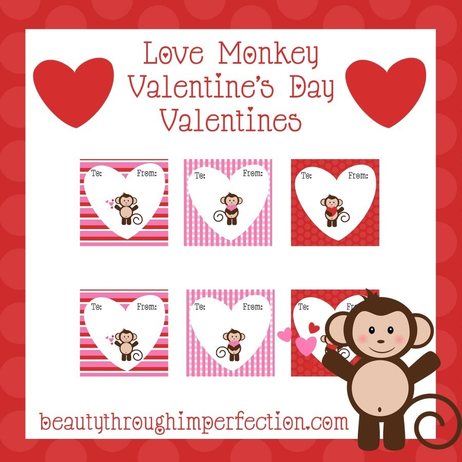Monkey Valentines {Free Printables} - Beauty Through Imperfection - Free Printable Valentine Cards For Preschoolers