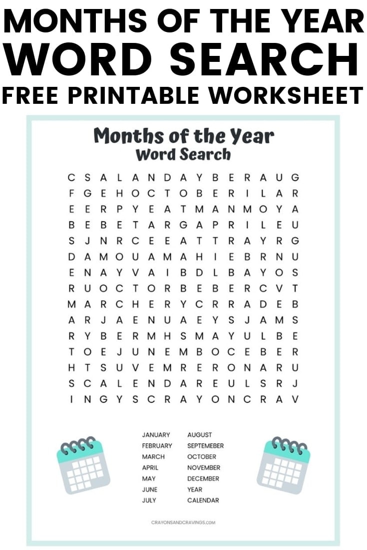 Months Of The Year Word Search Free Printable For Kids - Craftpress - Word Search Free Printables For Kids