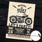 Motorcycle Birthday Party Invitation Poster Vintage | Etsy   Motorcycle Invitations Free Printable