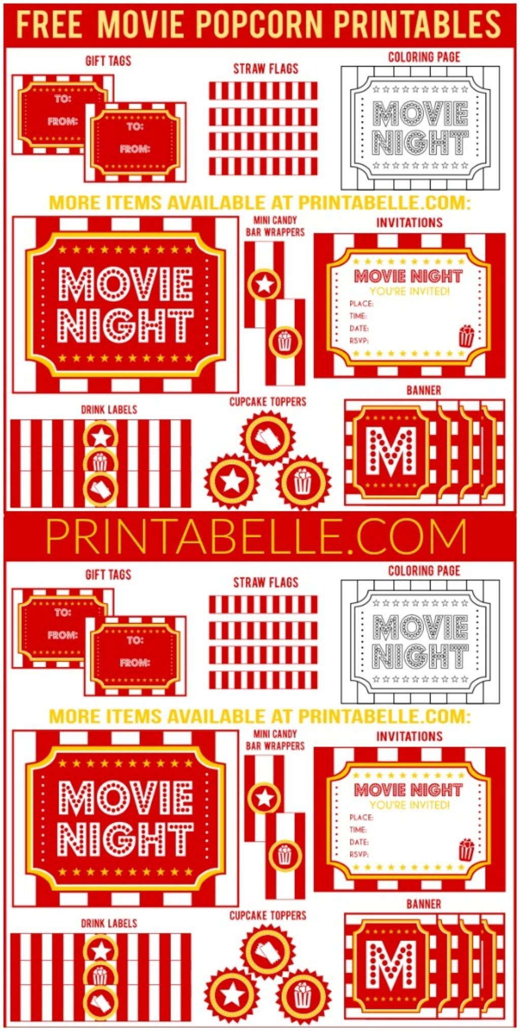 Movie Night Popcorn Printables | Free Party Printables And More - Free Movie Night Printables