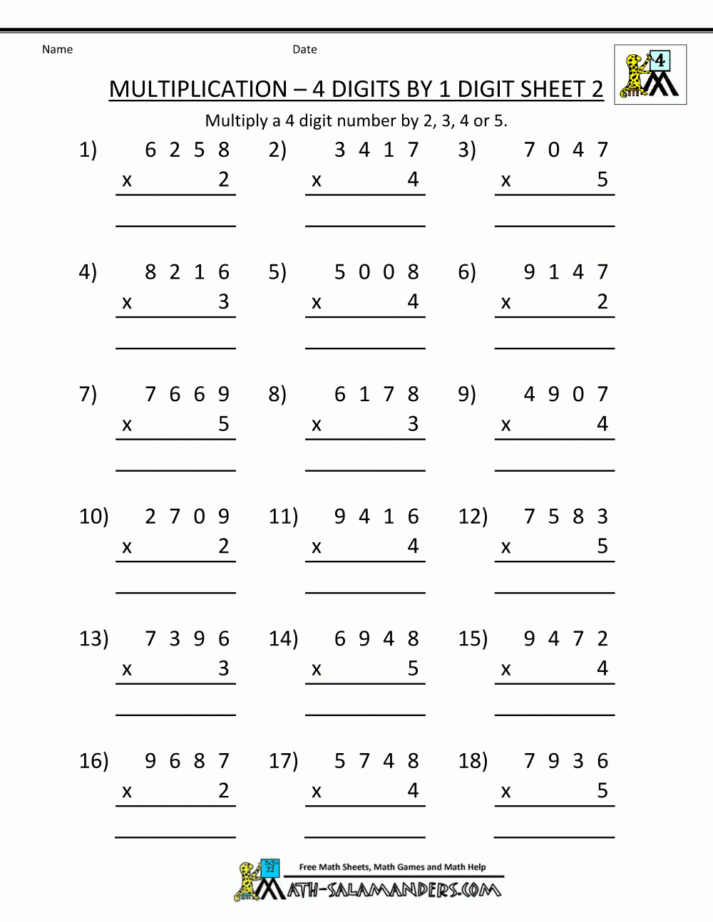 Multiplication-Sheet-4-Digits-By-1-Digit-2.gif (1000×1294 - Free Printable Multiplication Worksheets For 4Th Grade