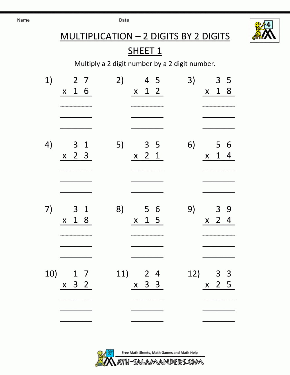 Multiplication Sheets 4Th Grade - Free Printable Multiplication Worksheets For 4Th Grade