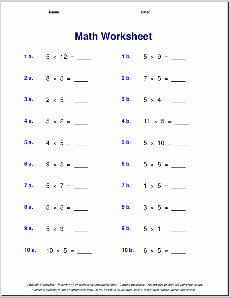 Multiplication Worksheets For Grade 3 | Third And Fourth Grade - Free Printable Time Worksheets For Grade 3