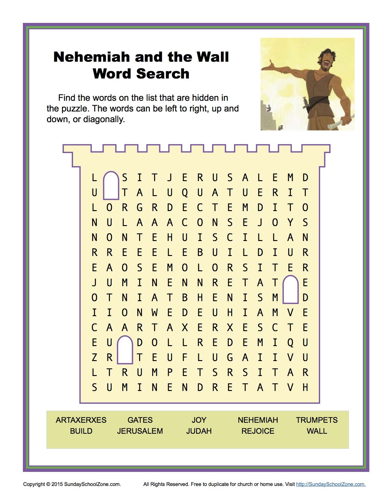 Nehemiah And The Wall Word Search | Sunday School | Sunday School - Sunday School Activities Free Printables