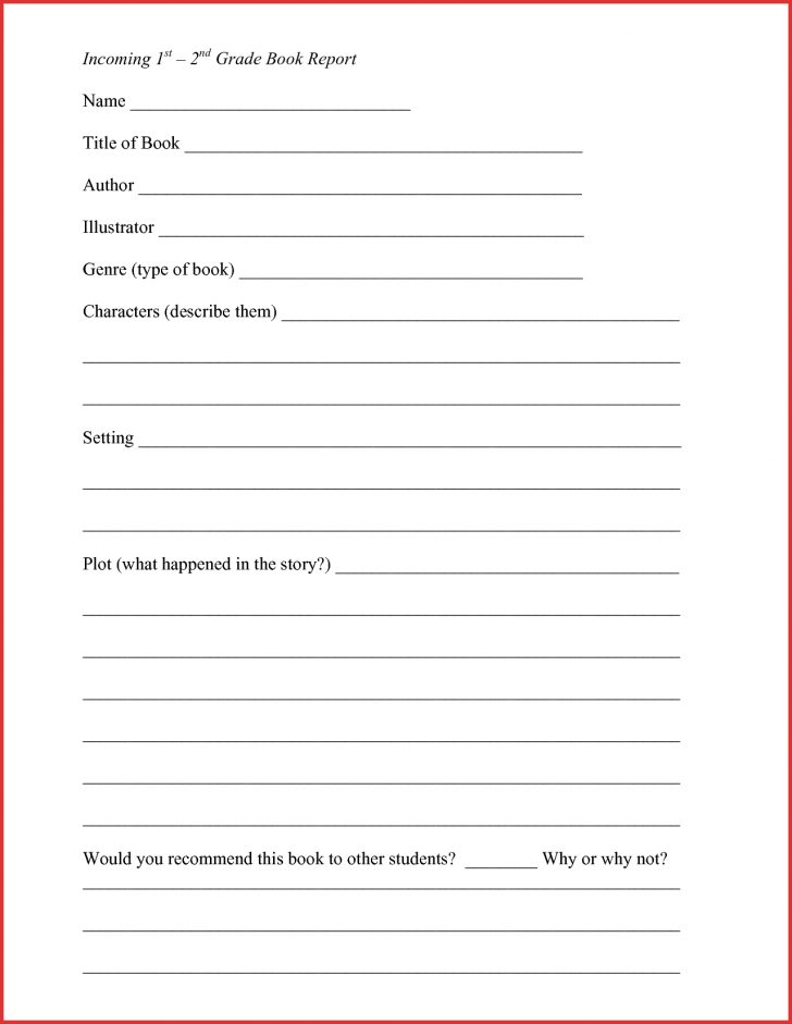 Free Printable Book Report Forms For Second Grade