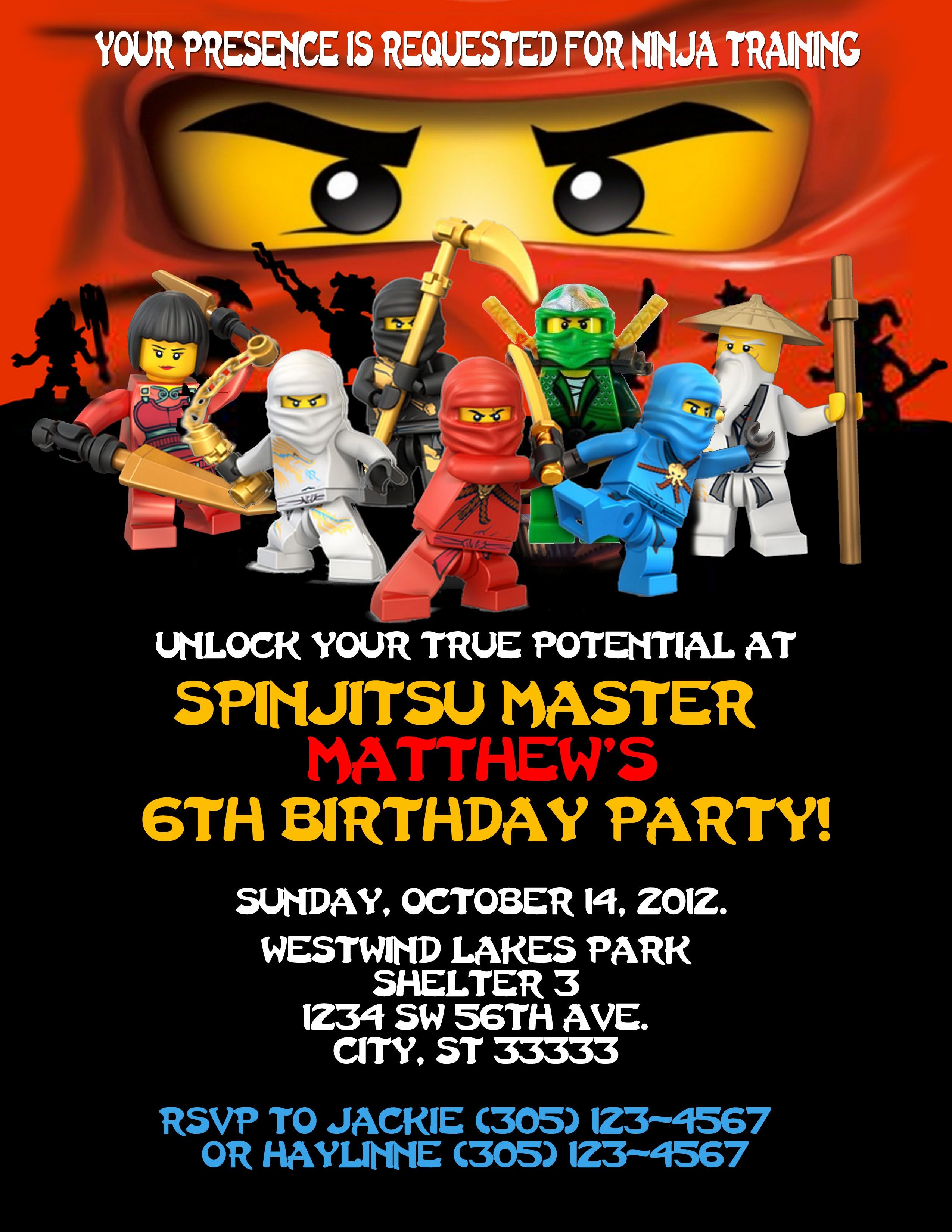 Ninjago Birthday Invitation. Created On Photoshop. Can Customize For - Lego Ninjago Party Invitations Printable Free