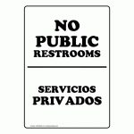 No Public Restrooms Bilingual Sign Nhb 8660 Restroom Public / Private   Free Printable No Restroom Signs
