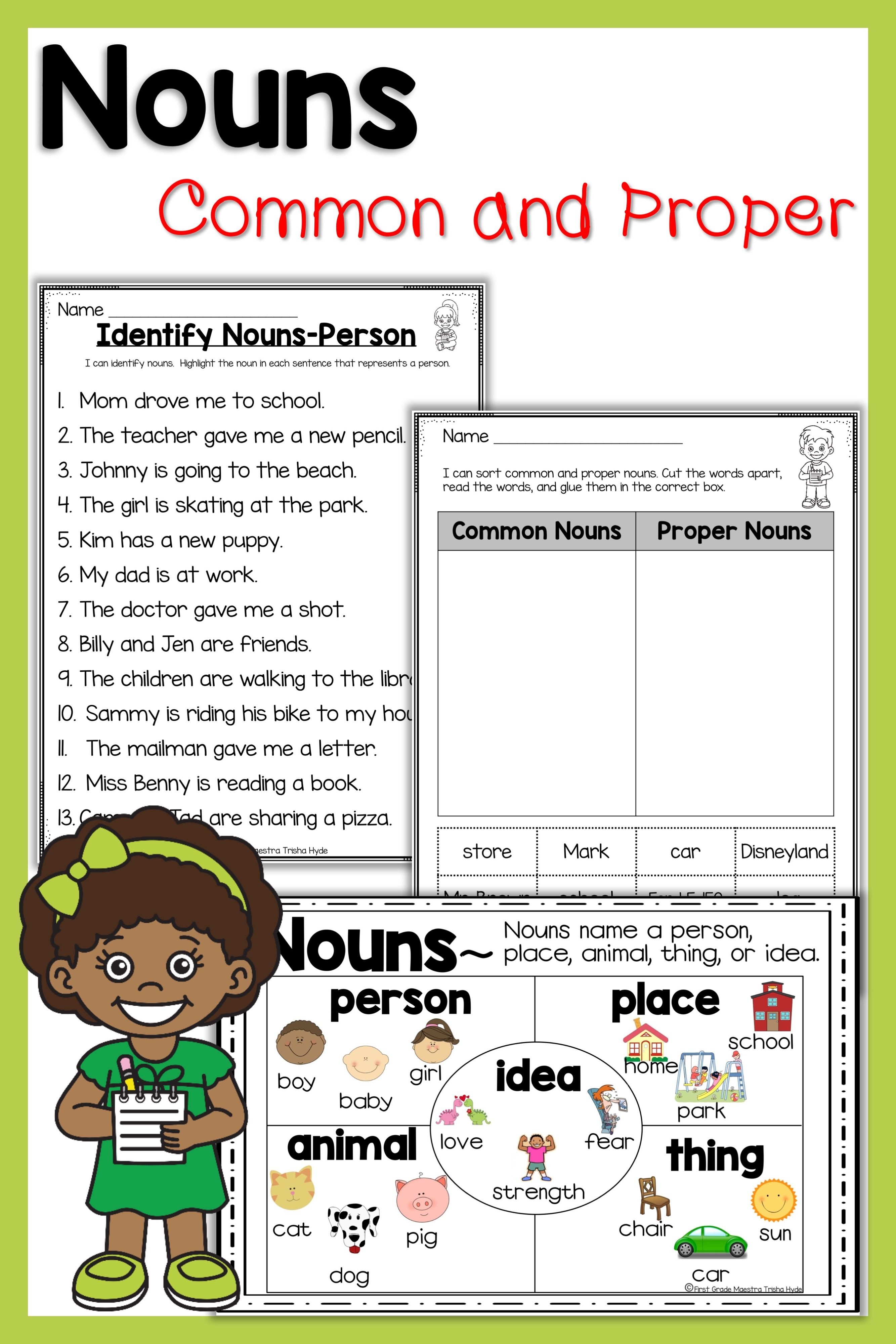 Nouns Common And Proper | First Grade Grammar | Common, Proper Nouns - Free Printable Noun Picture Cards