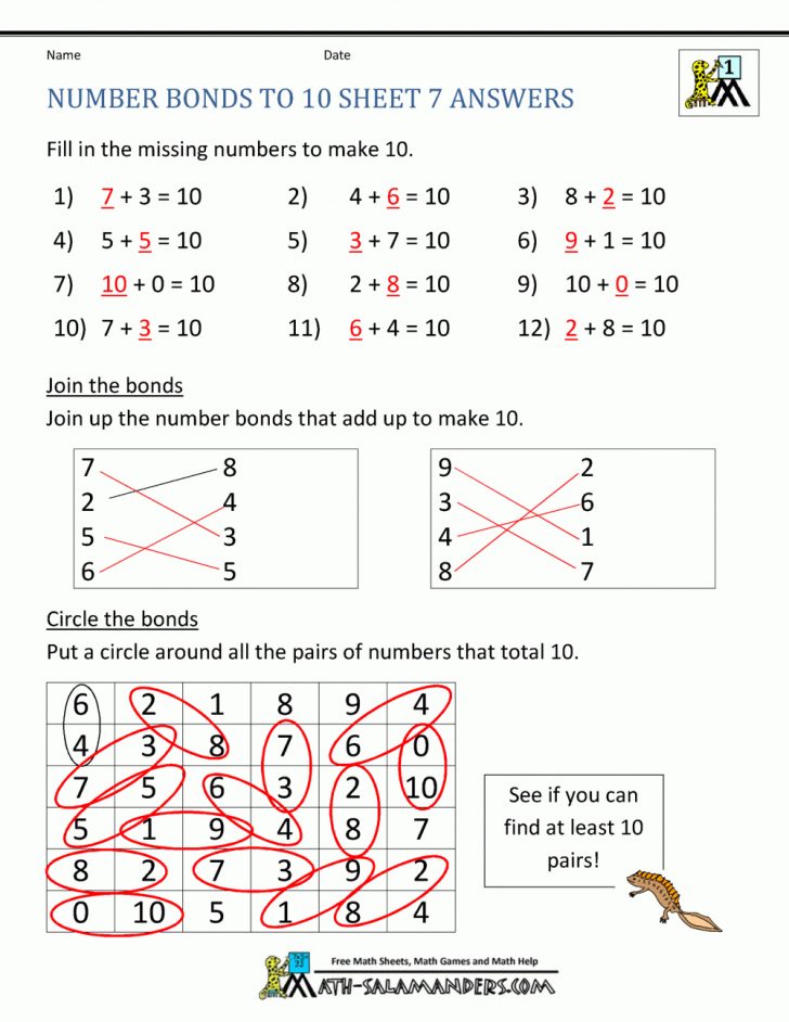 Number Bonds To 10 Worksheets Free Printable Number Bond Template