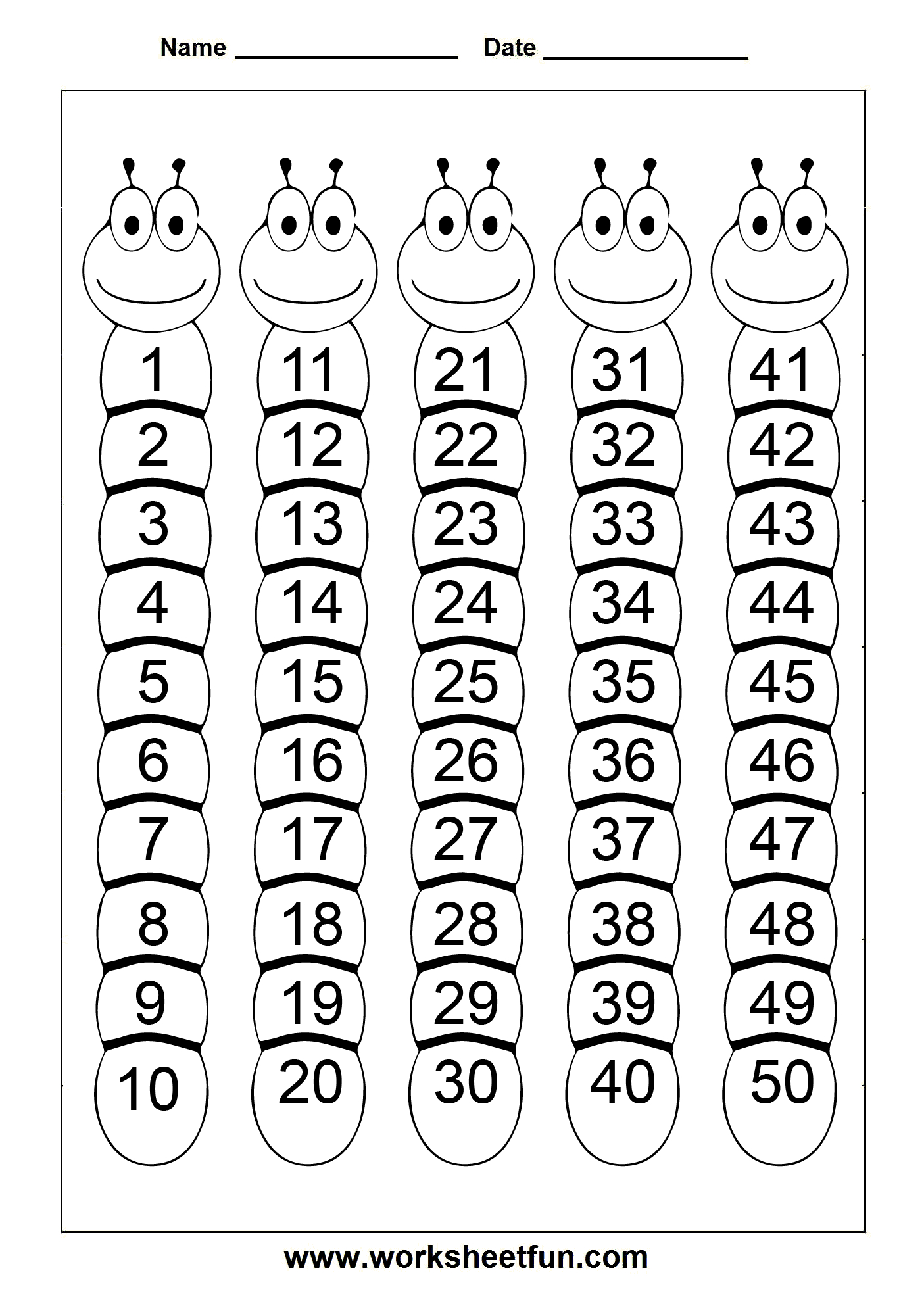 Number Chart 1-50 | Classroom Ideas | Free Kindergarten Worksheets - Free Printable Numbers 1 50