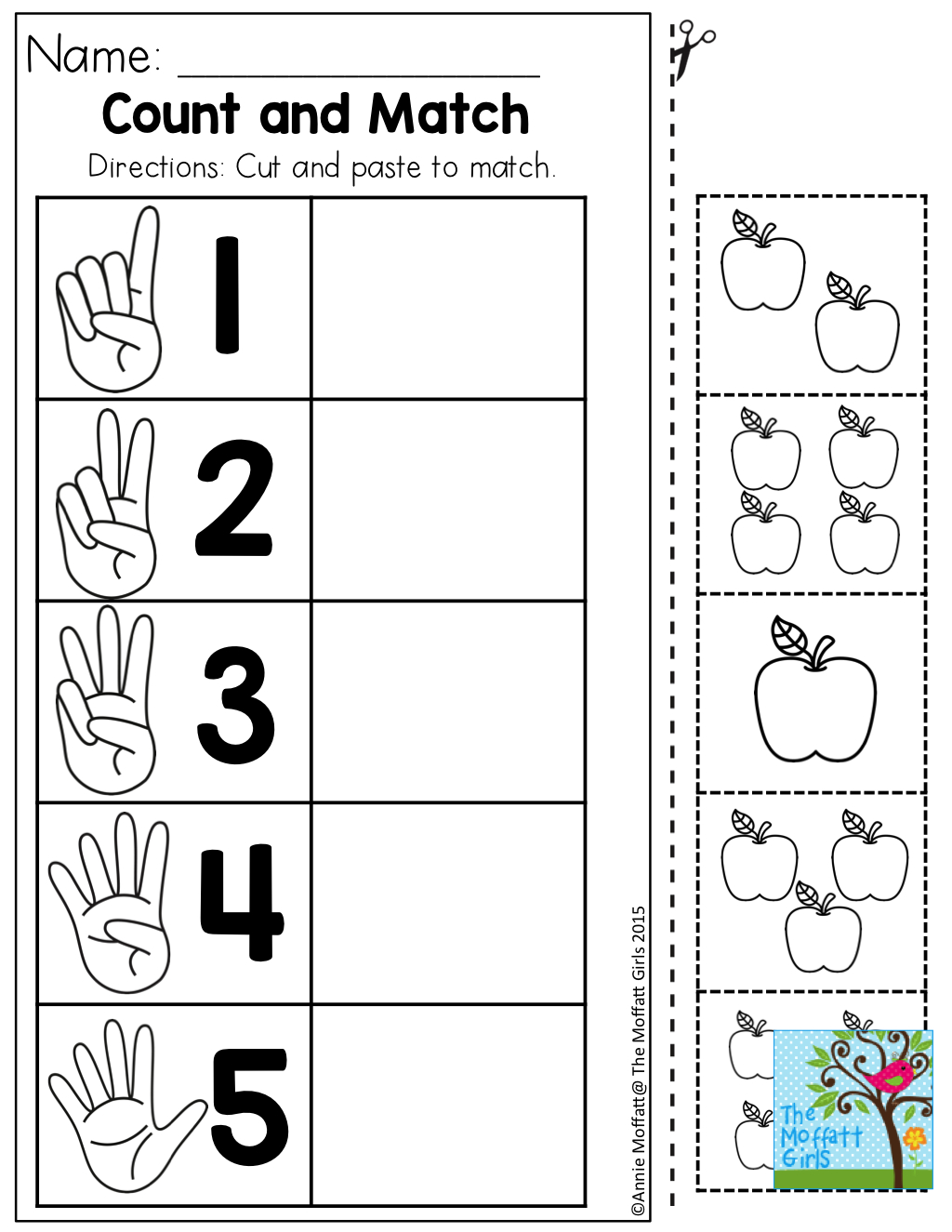 Number Sense! Cut And Paste To Match. Tons Of Great Printables To - Free Printable Cut And Paste Worksheets For Preschoolers