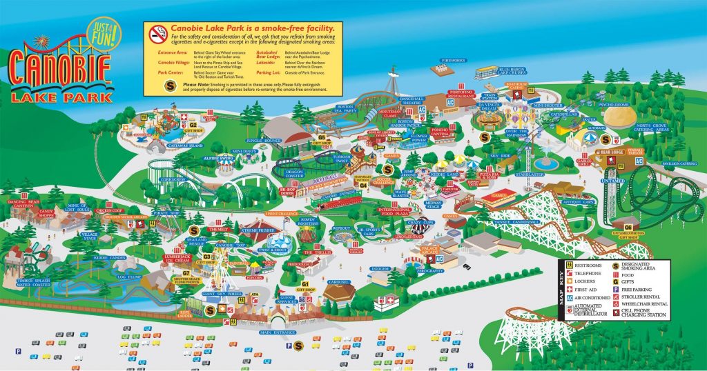 Park Map | Canobie Lake Park | Map In 2019 | Canobie Lake Park, Park ...