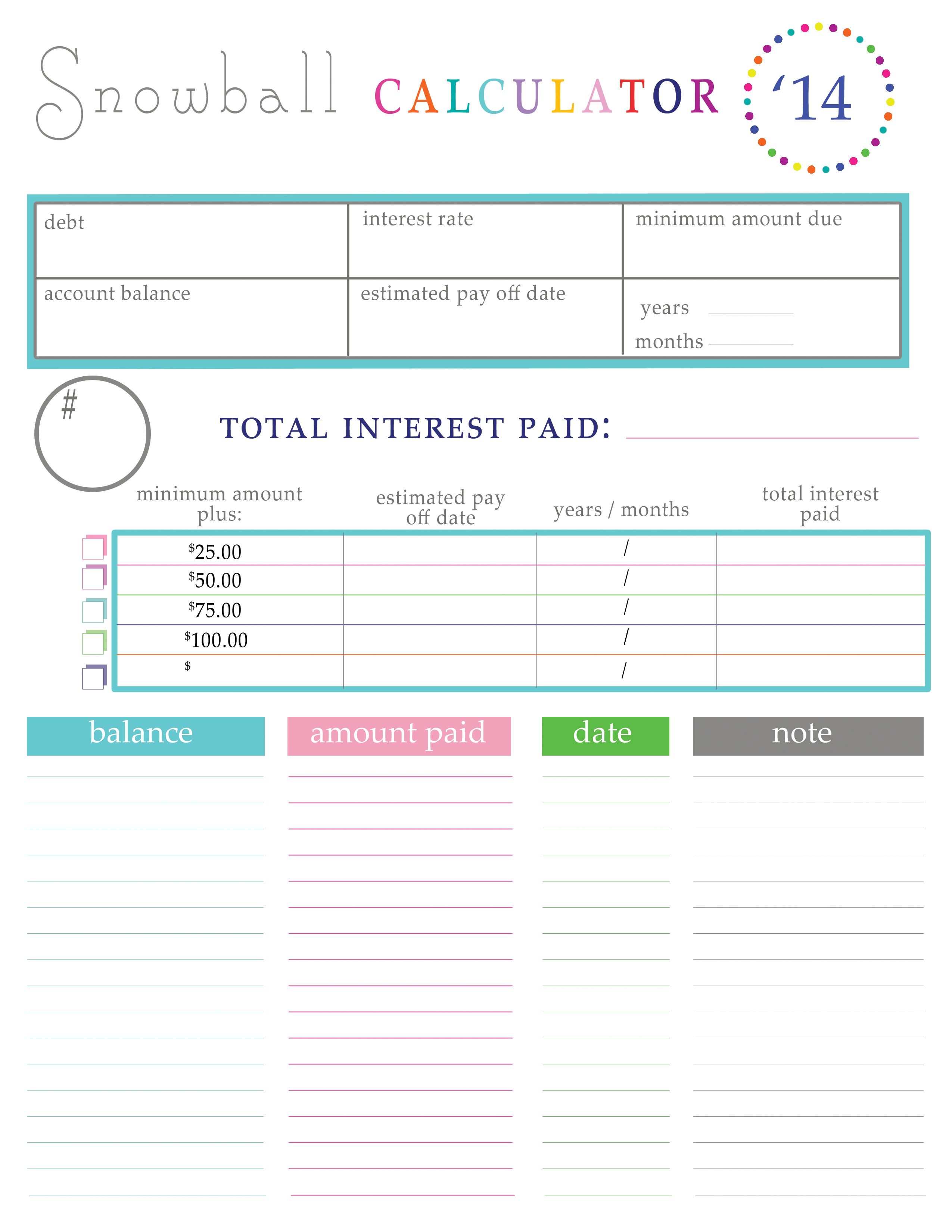 Paying Off Debt Worksheets - Debt Snowball Worksheet Free Printable