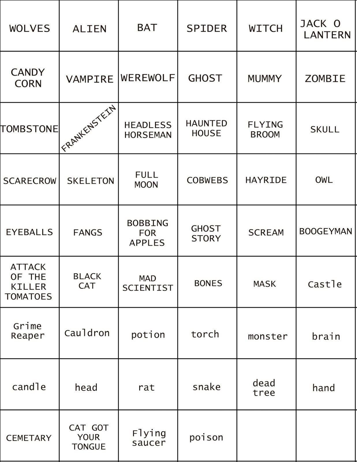 Pictionary Printable Cards