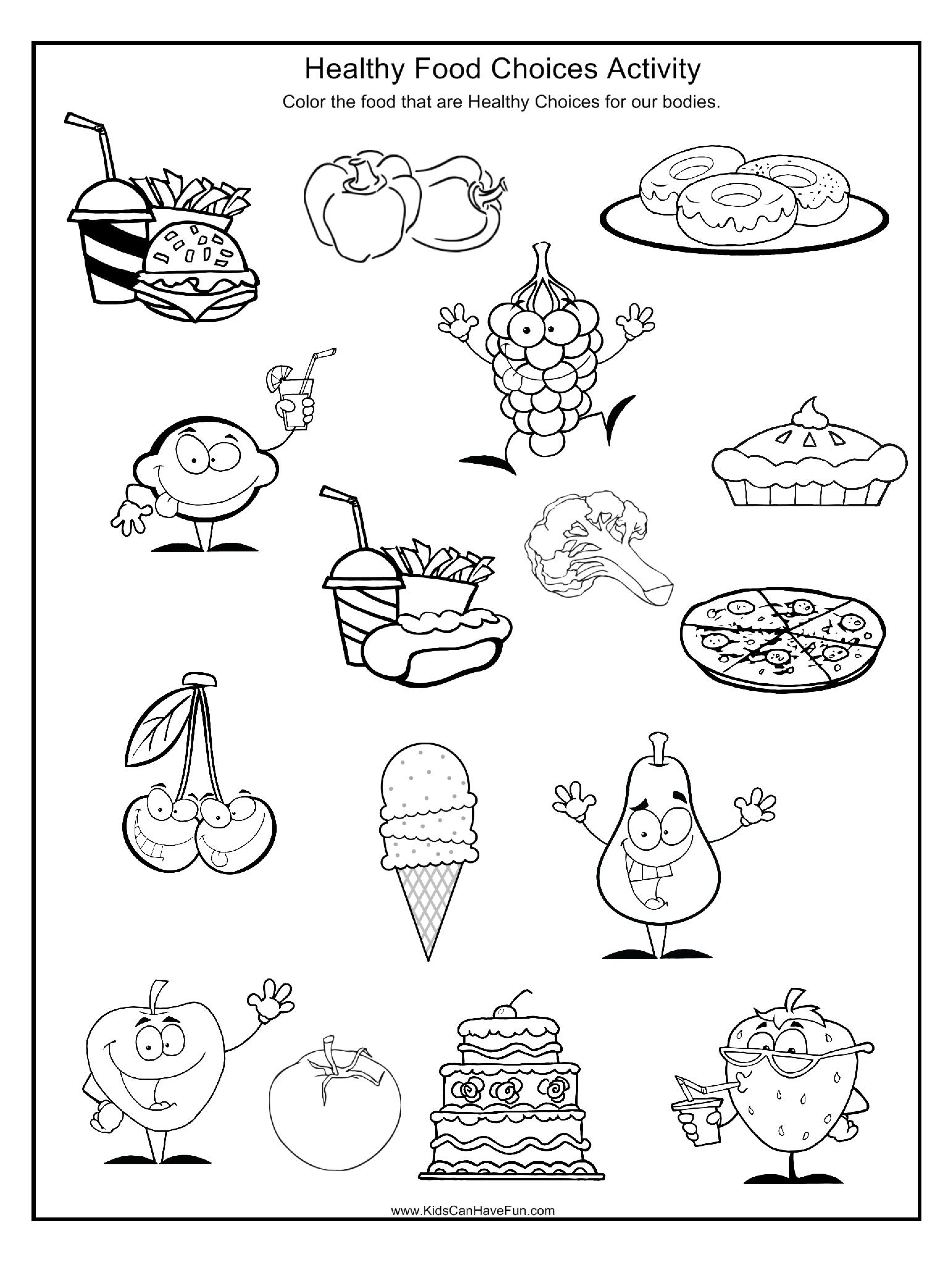 Pindebbie Yoho On Coloring Sheets | Healthy, Unhealthy Food - Free Printable Healthy Eating Worksheets