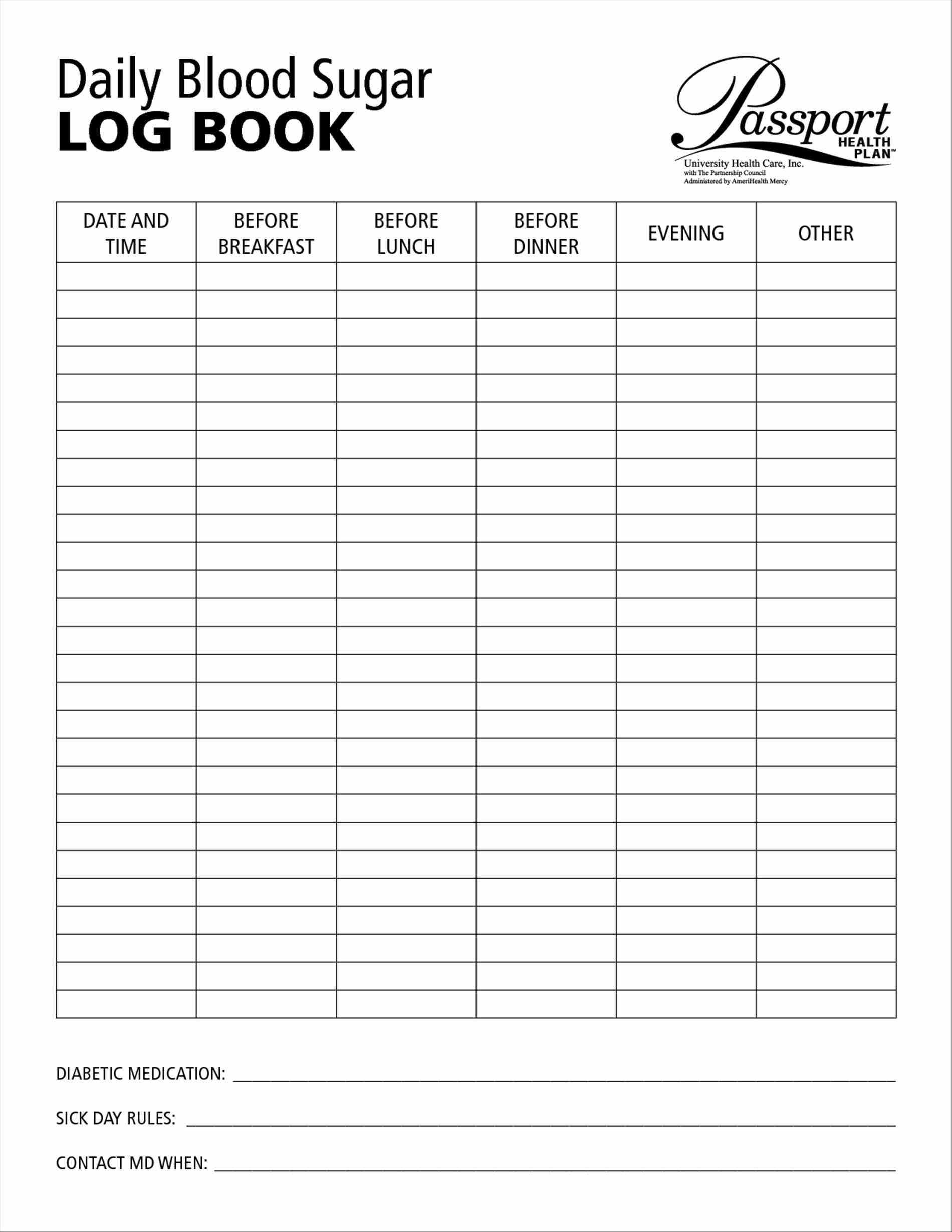 Blood Glucose Levels Printable Chart