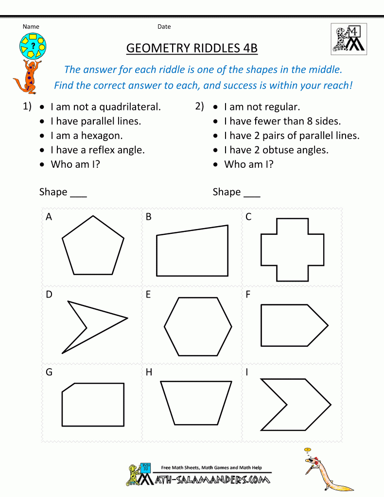 Pinsarah Jessica On 4Th Grade Math | Geometry Worksheets, 4Th - Free Printable Geometry Worksheets For 3Rd Grade