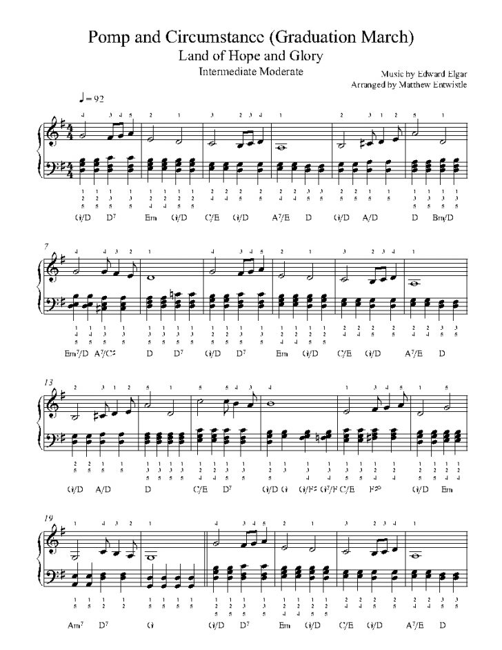 Free Printable Sheet Music Pomp And Circumstance