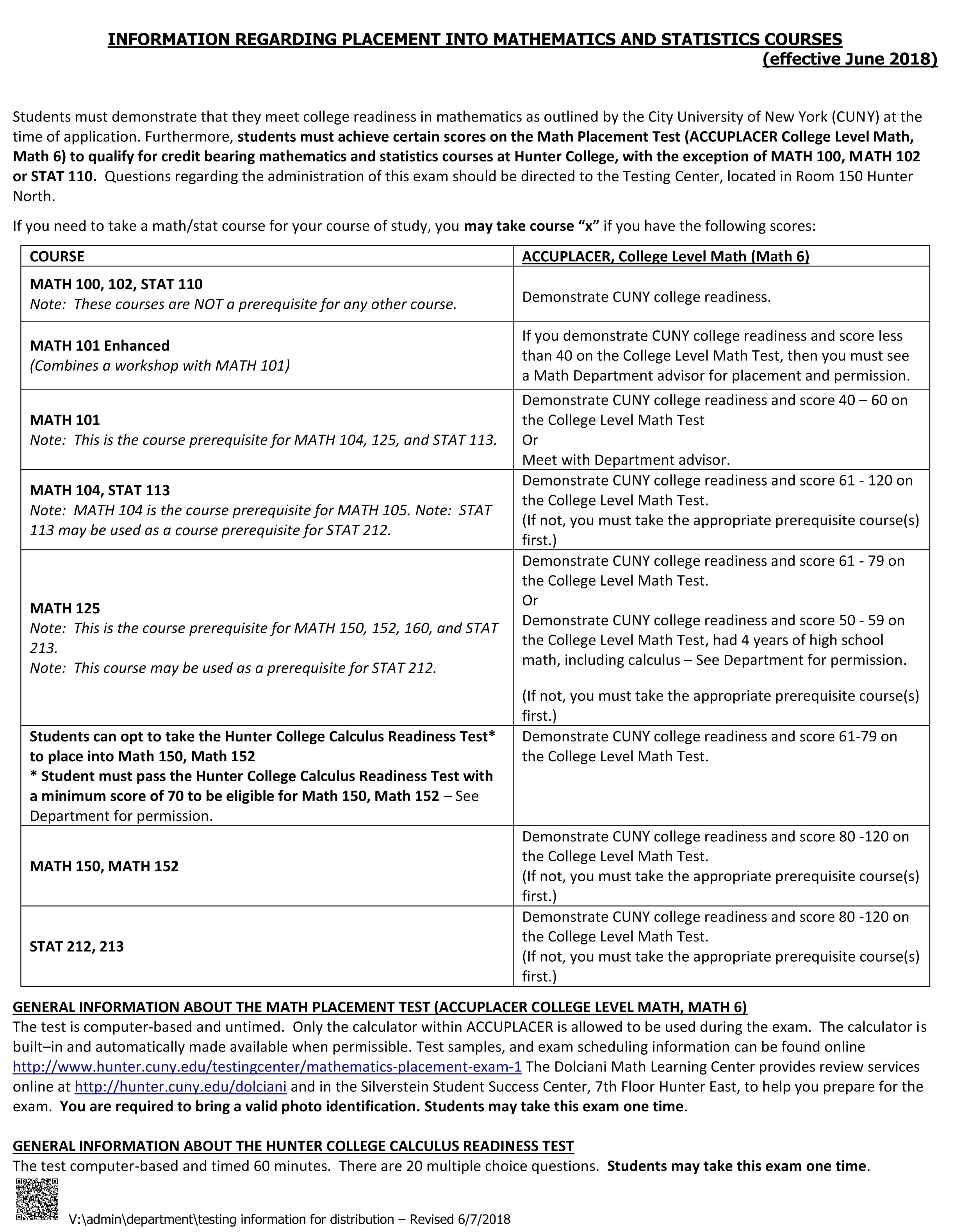 sc edu math placement test