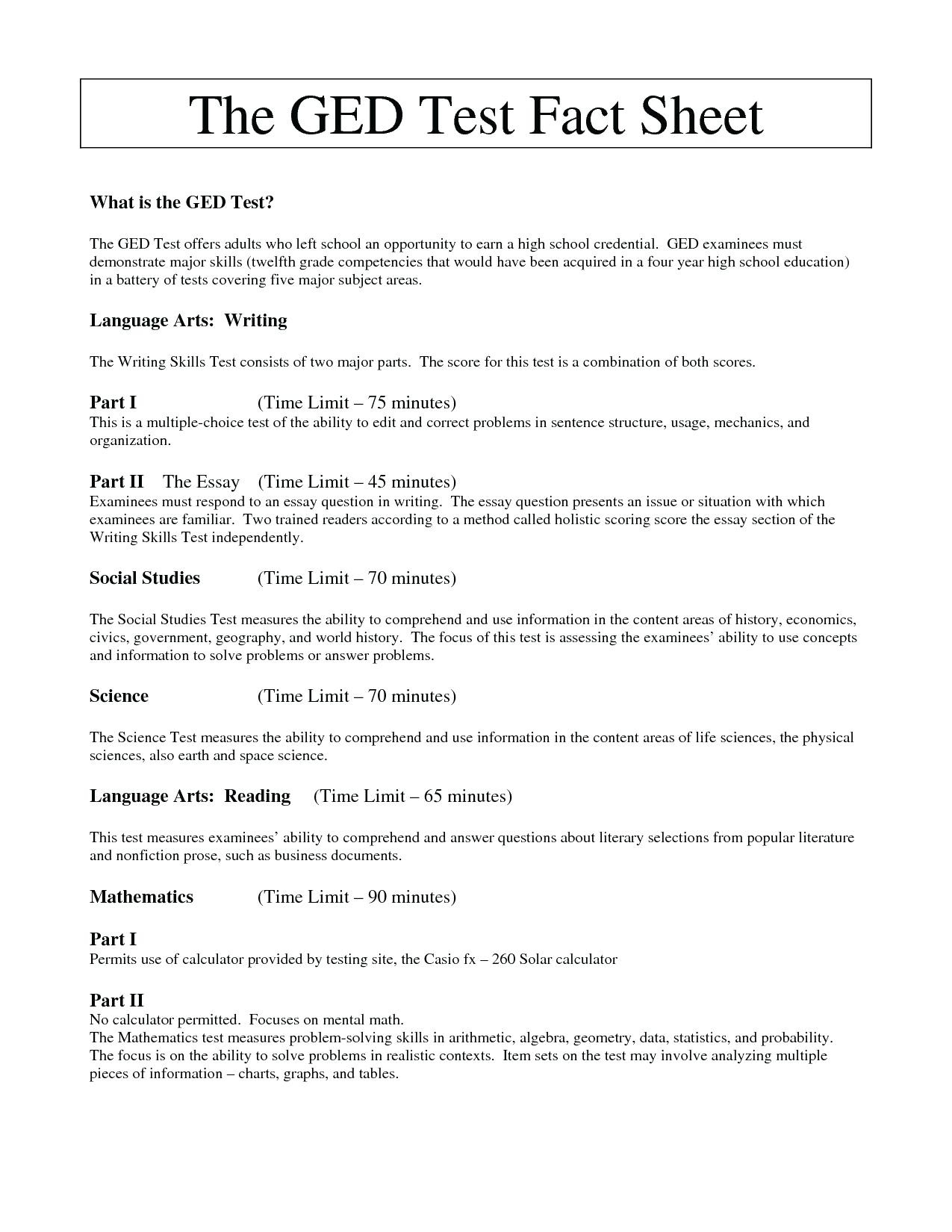 Free Printable Ged English Worksheets