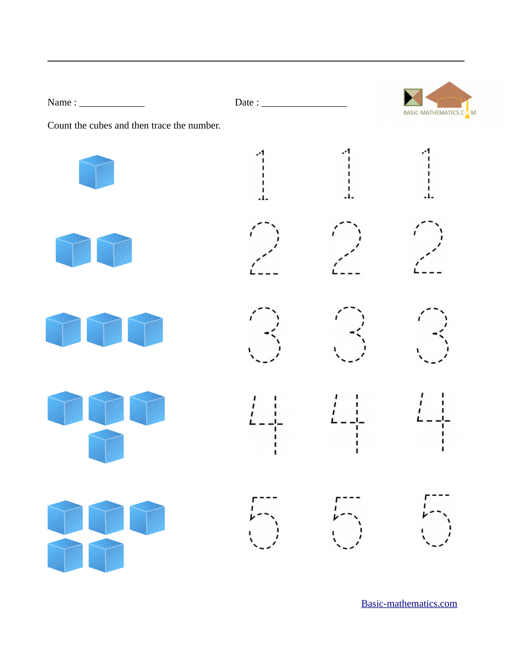 Preschool Math Worksheets - Free Printable Math Worksheets For Kids