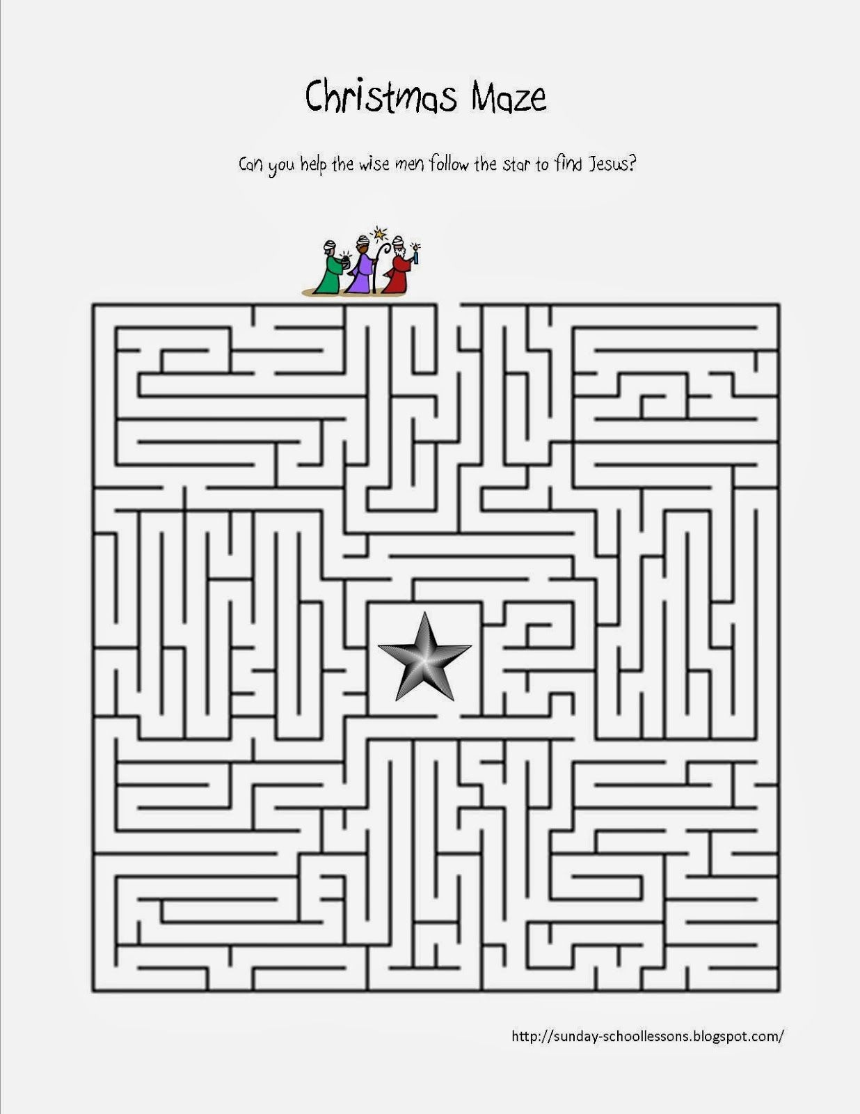 Print This Free Christmas Maze About Following The Star To Find - Free Sunday School Printables