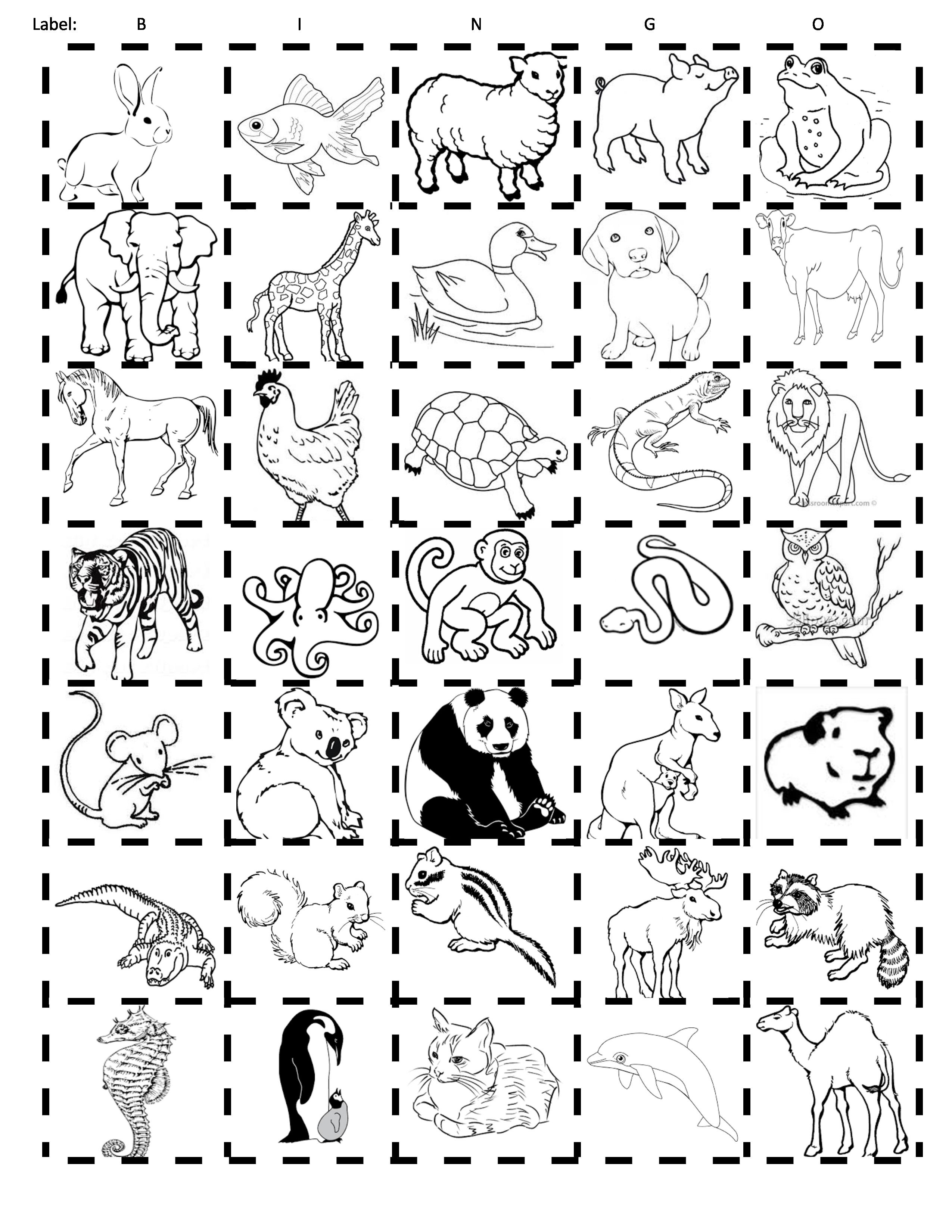 Printable Animal Bingo Cut Outs. Multiple Copies Of This Sheet. Cut - Free Printable Animal Cutouts