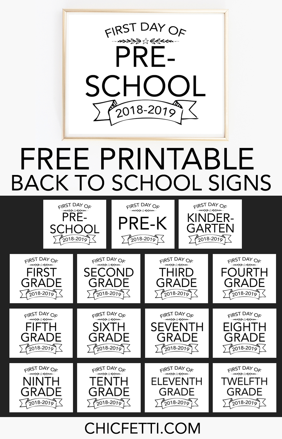 Printable Back To School Signs - Print Our Free First Day Of School - Free Printable First Day Of School Signs 2018