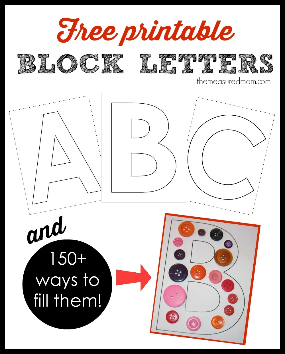 Printable Block Letters And Over 150 Ways To Fill Them! - The - Free Printable Large Uppercase Alphabet Letters