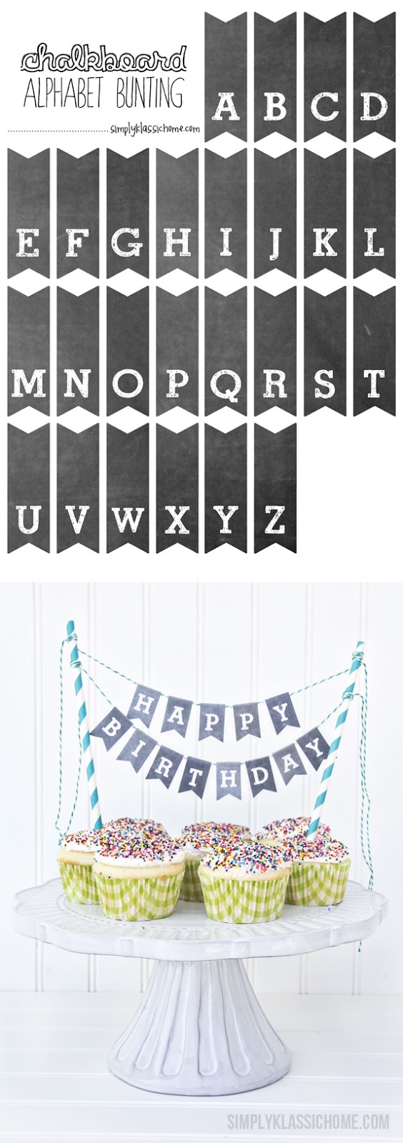 Printable Chalkboard Letters Cake Bunting - Yellow Bliss Road - Free Printable Cake Banner Templates