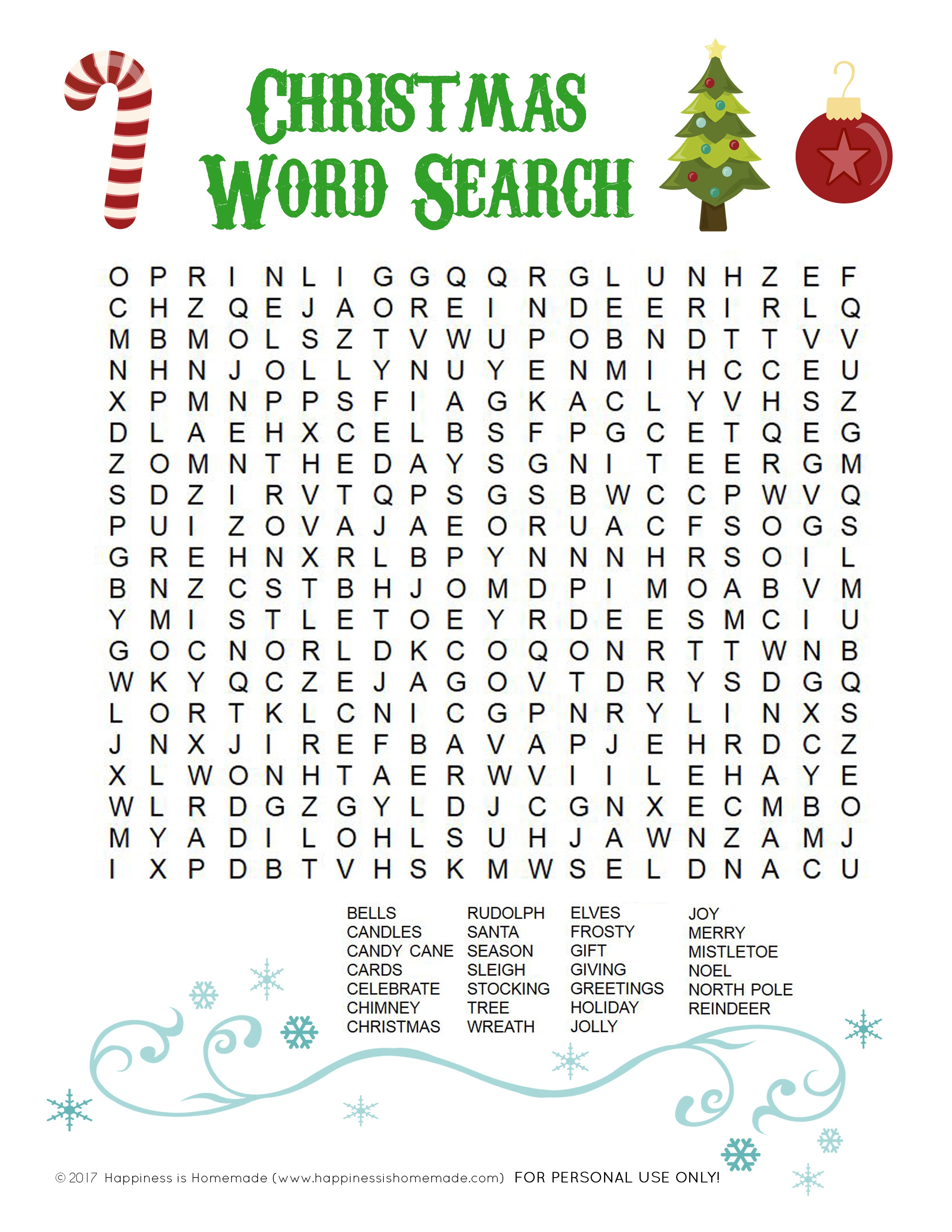 Printable Christmas Word Search For Kids &amp;amp; Adults - Happiness Is - Christmas Find A Word Printable Free