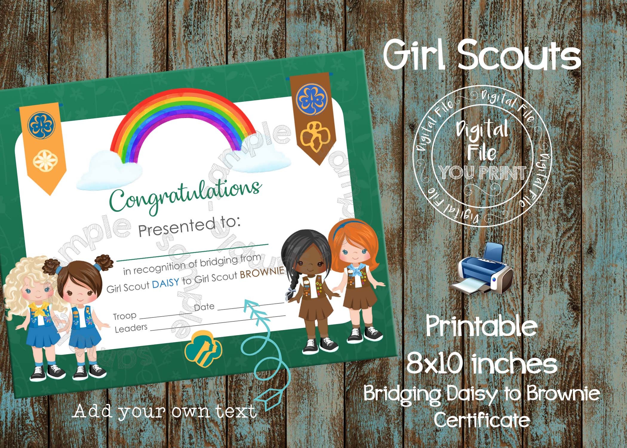 Printable Girl Scout Bridging Certificate Daisy To Brownie | Etsy - Free Bridging Certificate Printable