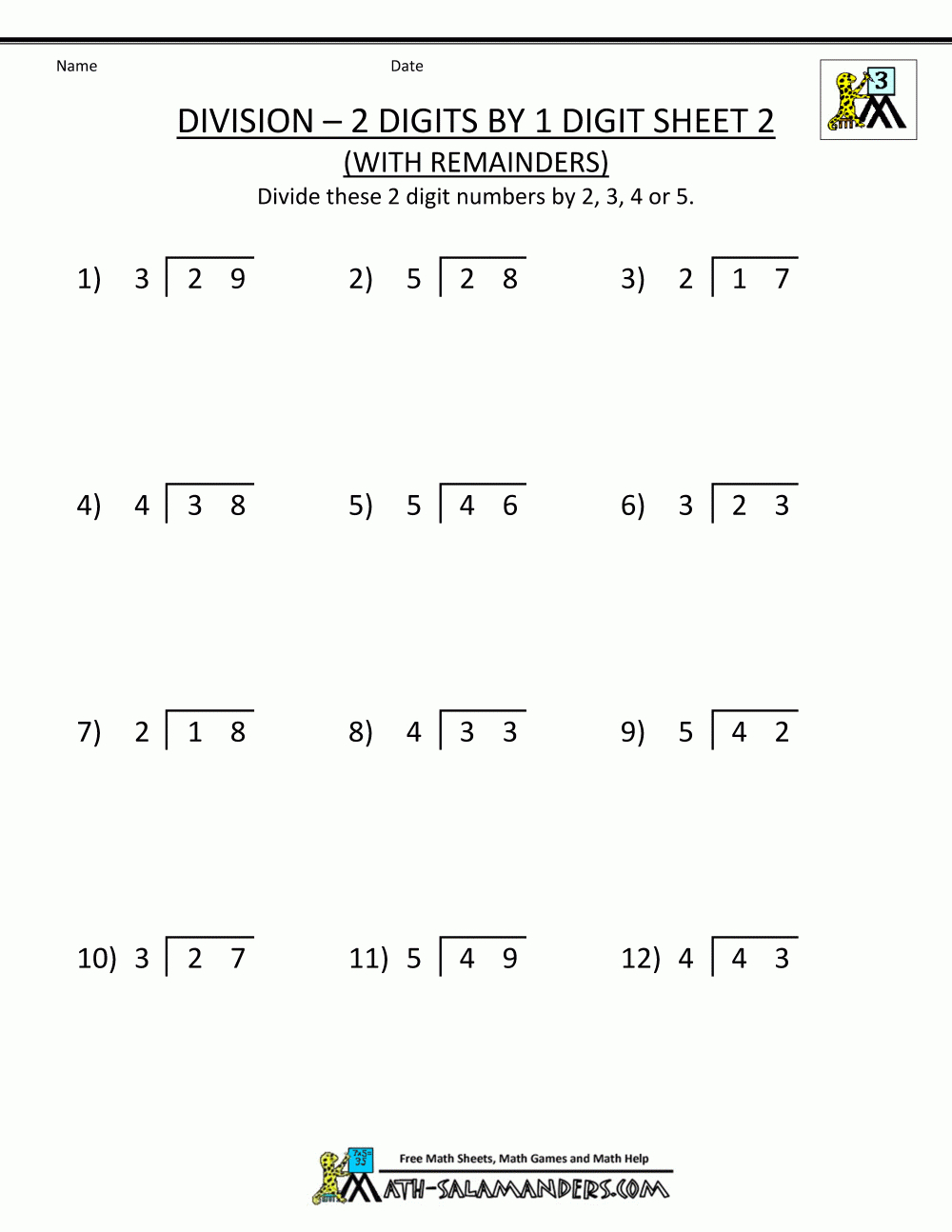 Printable Long Division Worksheets. With Remainders And Without - Free Printable Division Worksheets
