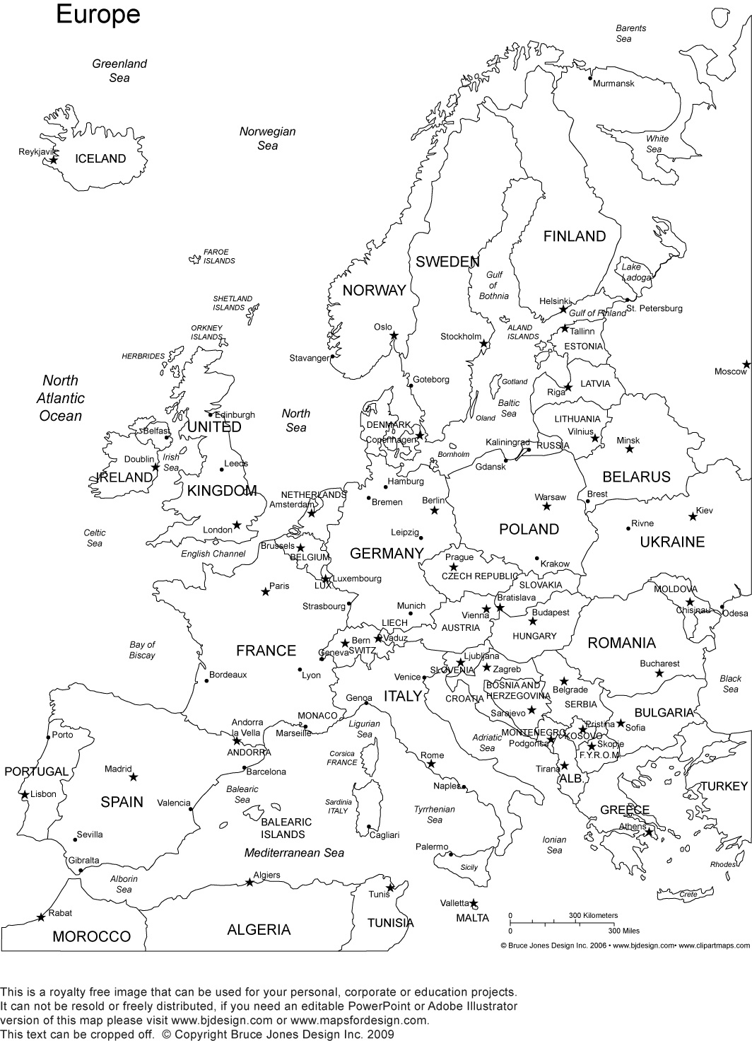 Printable Maps Of Europe With Cities And Travel Information - Free Printable Map Of Europe With Cities