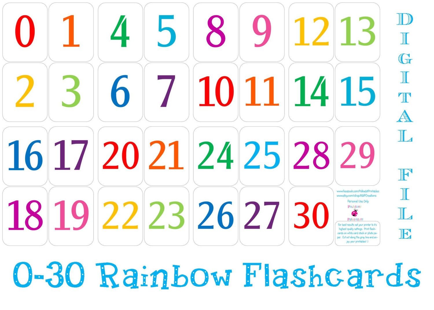 Printable Number Cards 1 30 | Numbers | Number Flashcards, Numbers - Free Printable Number Flashcards 1 30