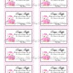Printable Pink Mom With Little Girl Owl Diaper Raffle Tickets | Free   Free Printable Diaper Raffle Sign