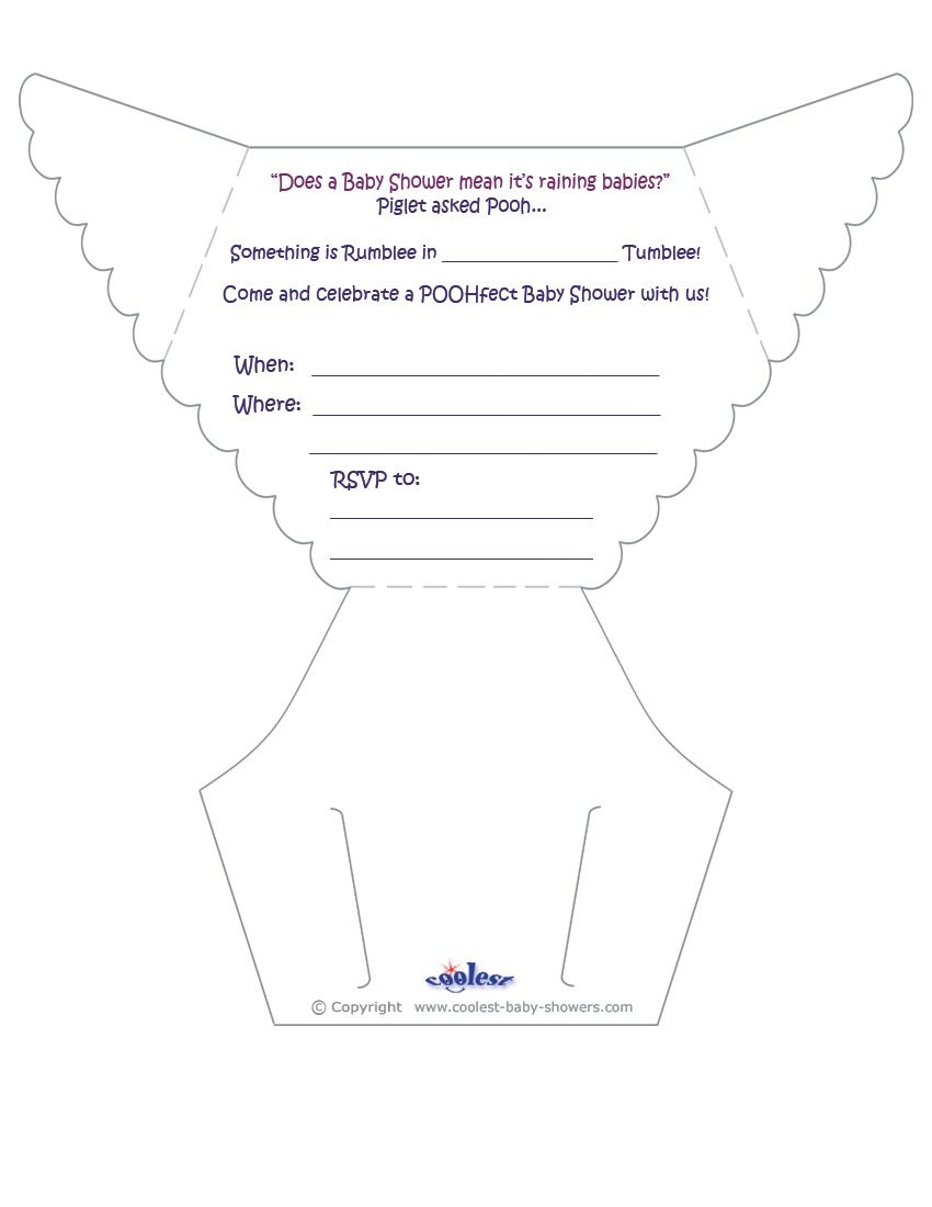 Printable Pooh Diaper Invitations - Coolest Free Printables | Diy - Free Printable Baby Shower Diaper Invitation Templates