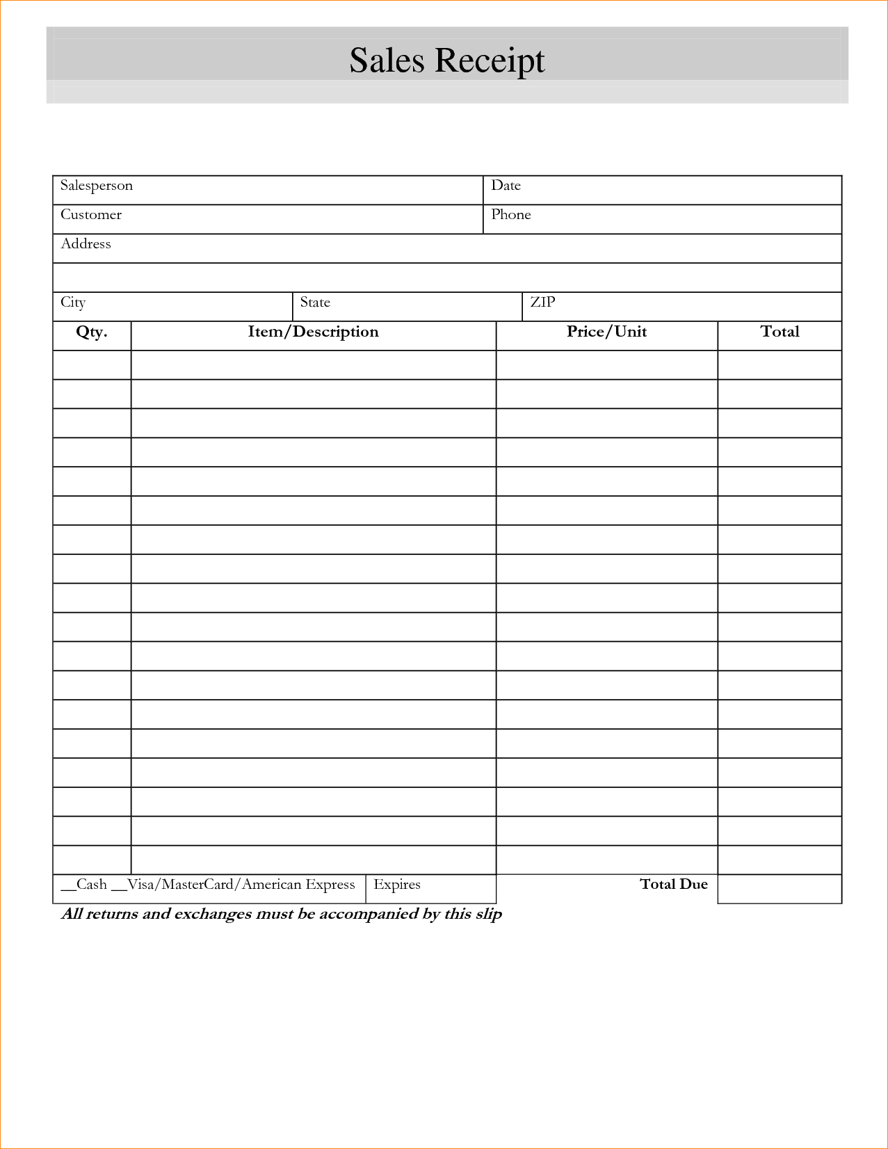 Printable Receipt Forms Free Delivery Form Download For Blank - Free Printable Sales Receipts Online