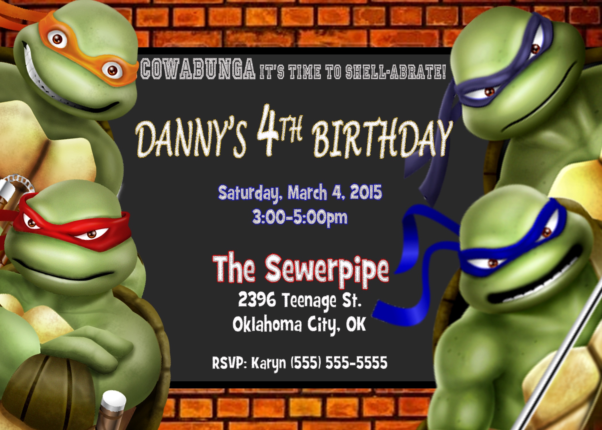 Printable Teenage Mutant Ninja Turtles Birthday Invitations - Free Printable Tmnt Birthday Invitation Template