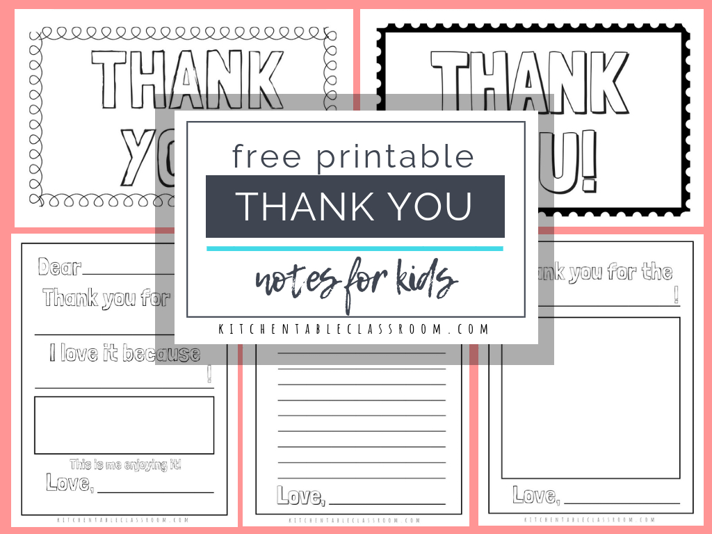 Printable Thank You Cards For Kids - The Kitchen Table Classroom - Free Printable Thank You