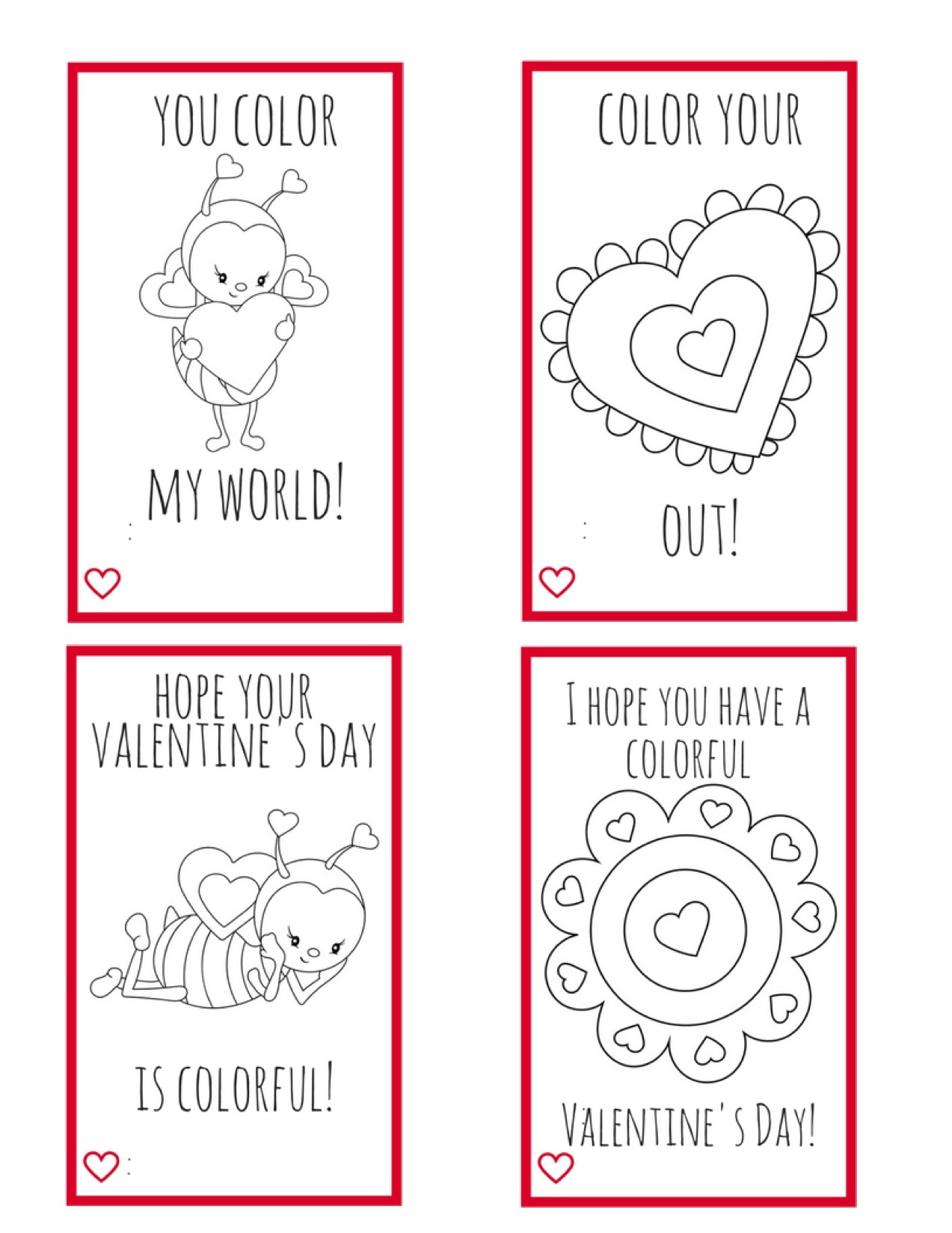 Printable Valentine Cards For Kids--Perfect For Kids To Make For - Free Printable Color Your Own Cards