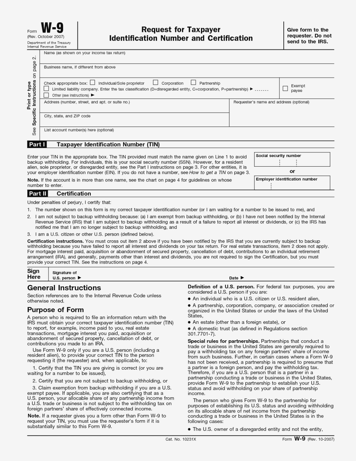 Printable W10 Form Download – Sivan.yellowriverwebsites – Form - Free Printable W 9