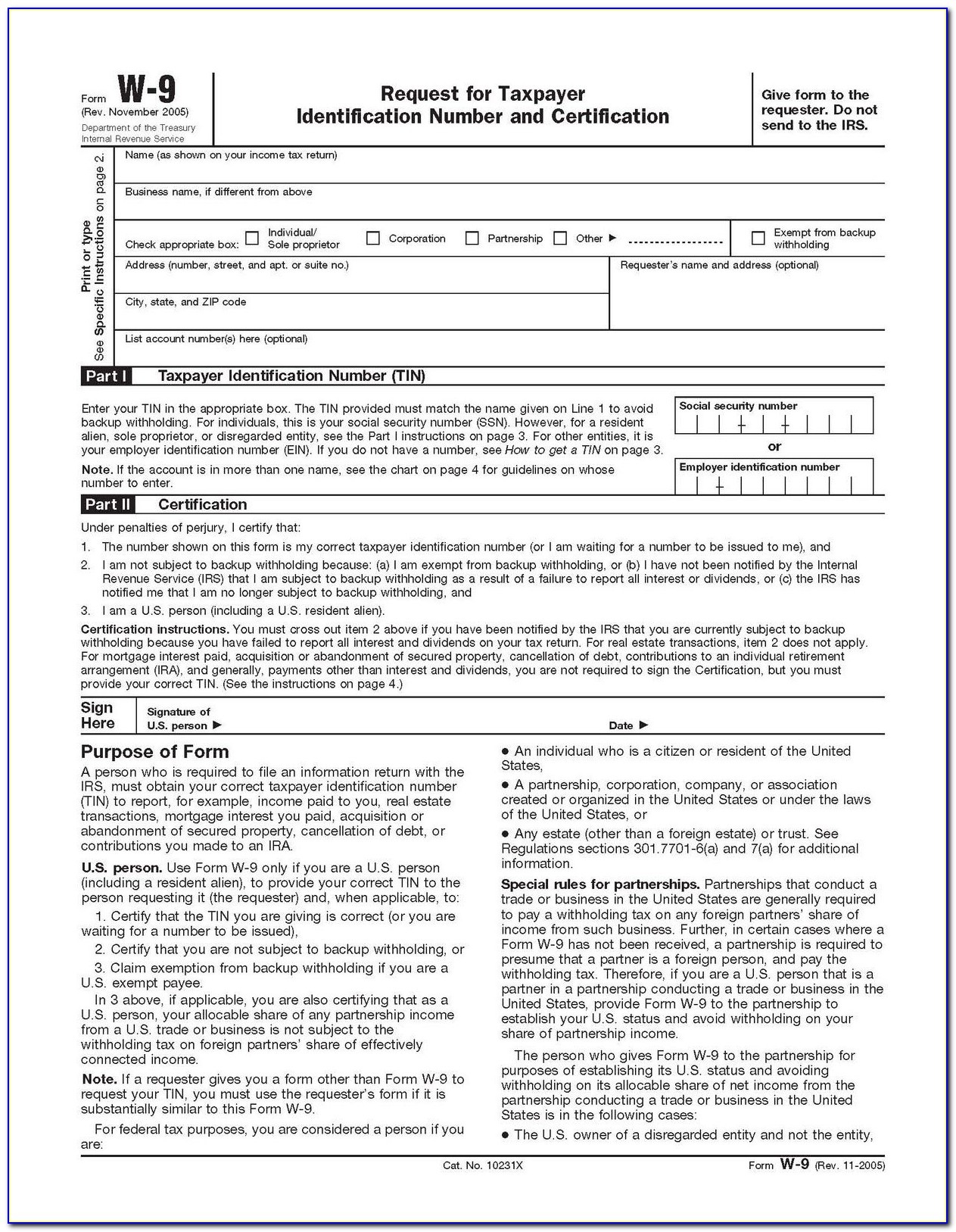 Printable W9 Form | W9Form With Regard To Printable W9 - Form - Free Printable W 9