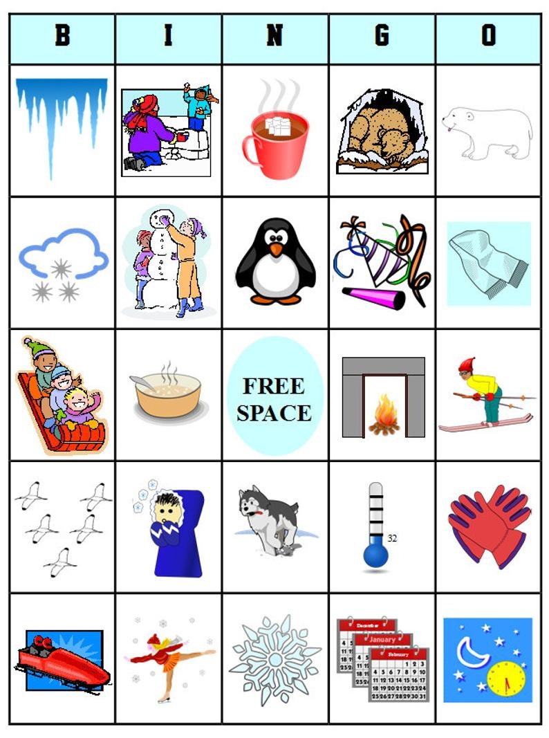 Printable Winter Bingo 54 Bingo Cards Download This Pdf | Etsy - Winter Bingo Cards Free Printable