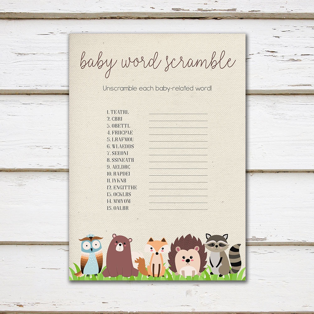 Woodland Baby Shower Games Free Printables Free Printable