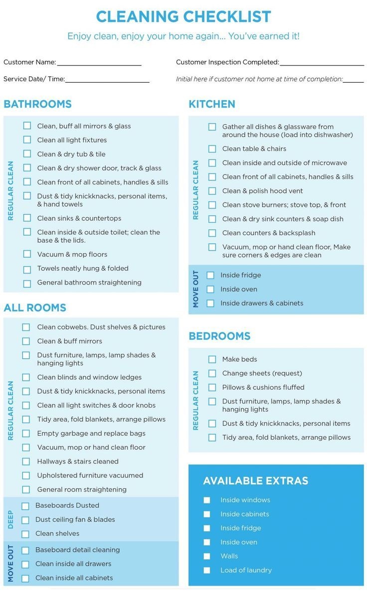 Free Printable House Cleaning Checklist Pdf