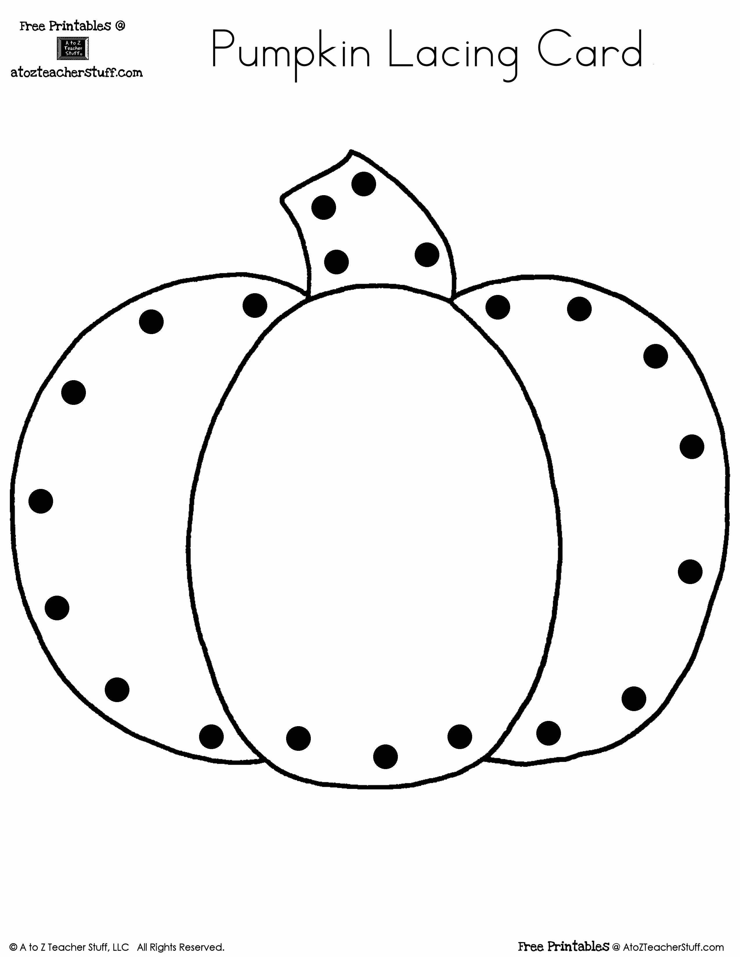 Pumpkin Lacing Card Free Printable | Teaching: Free Printables - Free Printable Lacing Cards