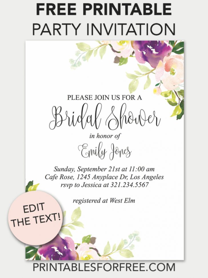 Free Printable Bridal Shower Invitations Templates