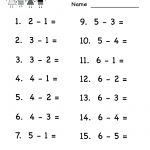 Quiz Subtraction Worksheet   Free Kindergarten Math Worksheet For   Free Printable Kinder Math Worksheets